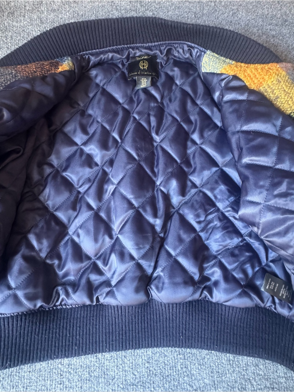 House of Harlow 1960 Plaid Bomber Jacket in Yellow, Blue & Black - Picture 5 of 7